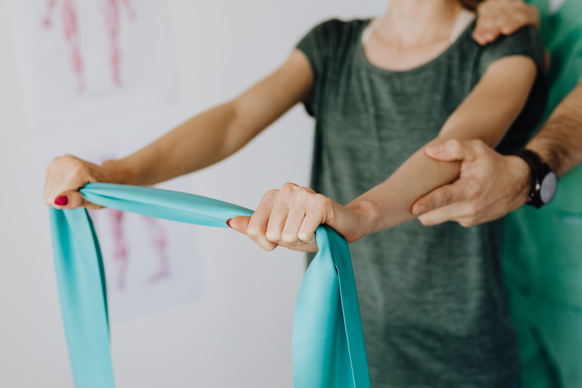 Person stretching their shoulder before physical activity