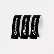 Three black bands with GATORSTRIKE and a white logo, perfect as Edge Guard Tape for paddle protection.