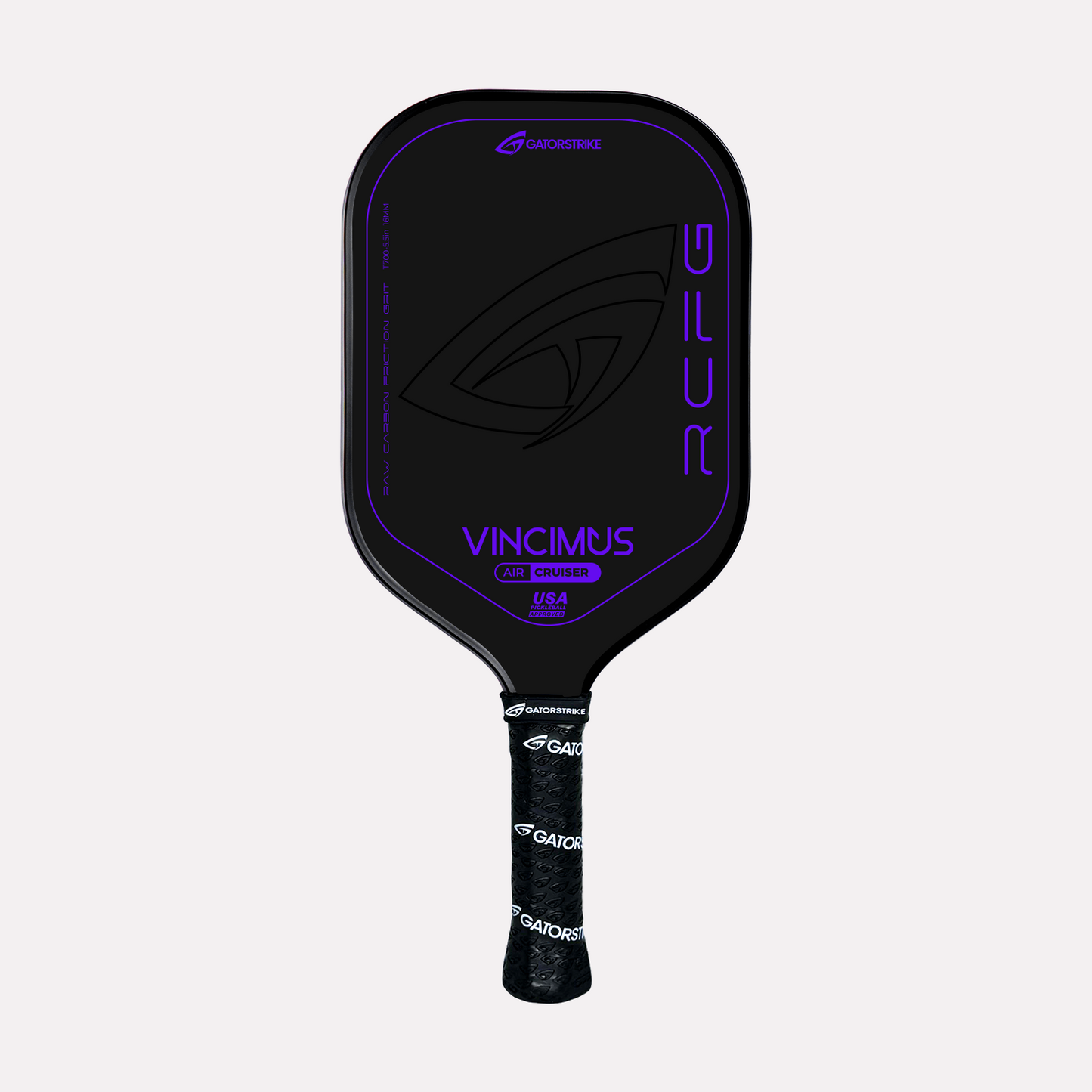 GatorStrike Vincimus Cruiser pickleball paddle in purple — Hybrid 16mm build, USA Pickleball approved for soft-game players.