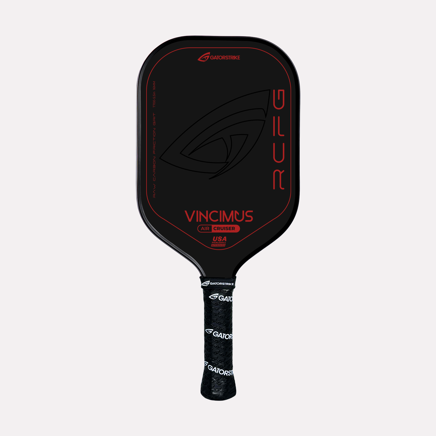 GatorStrike Vincimus Cruiser pickleball paddle in red — Hybrid 16mm build for control-first players at the kitchen.