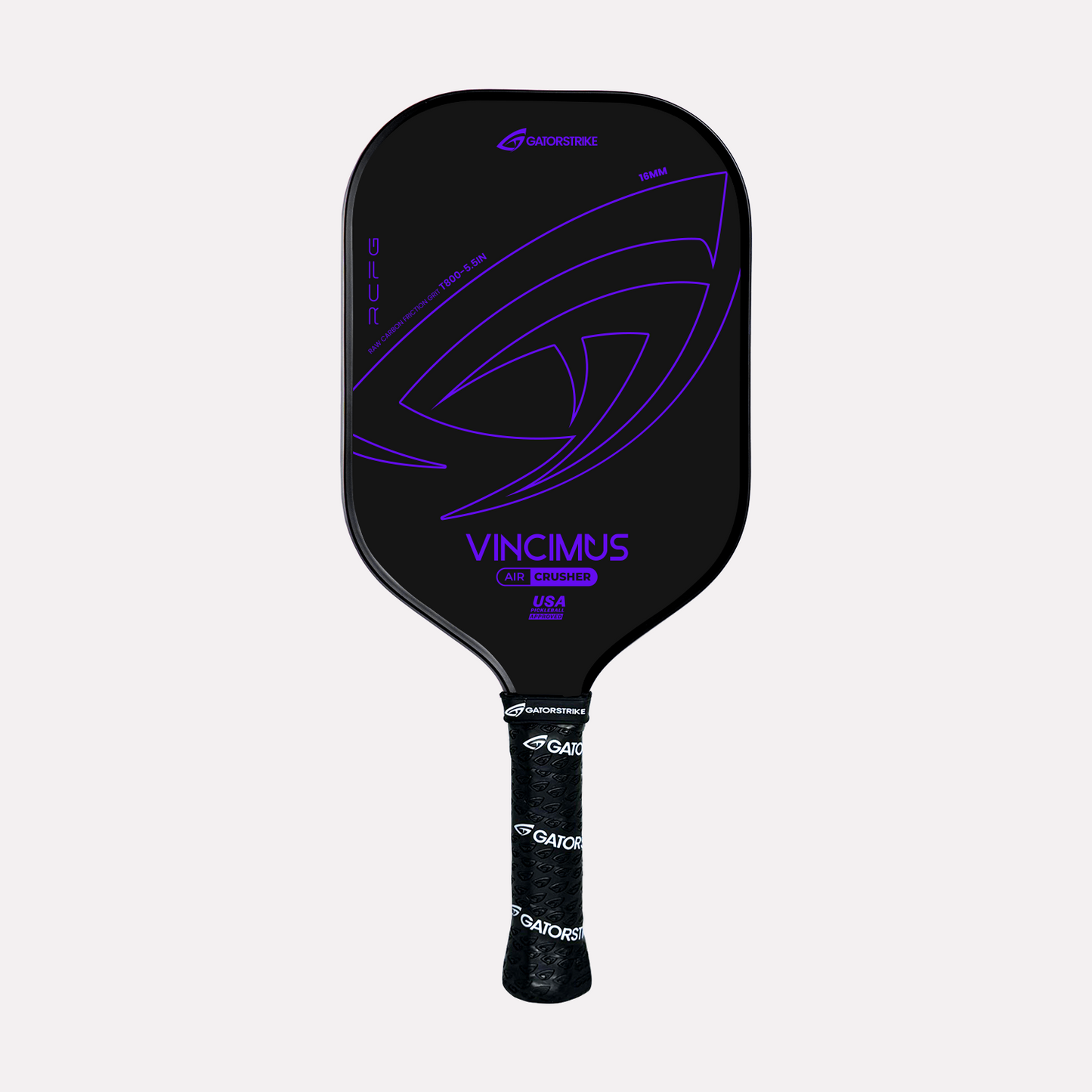 GatorStrike Vincimus Crusher pickleball paddle in purple — Power 16mm build for new and intermediate players.
