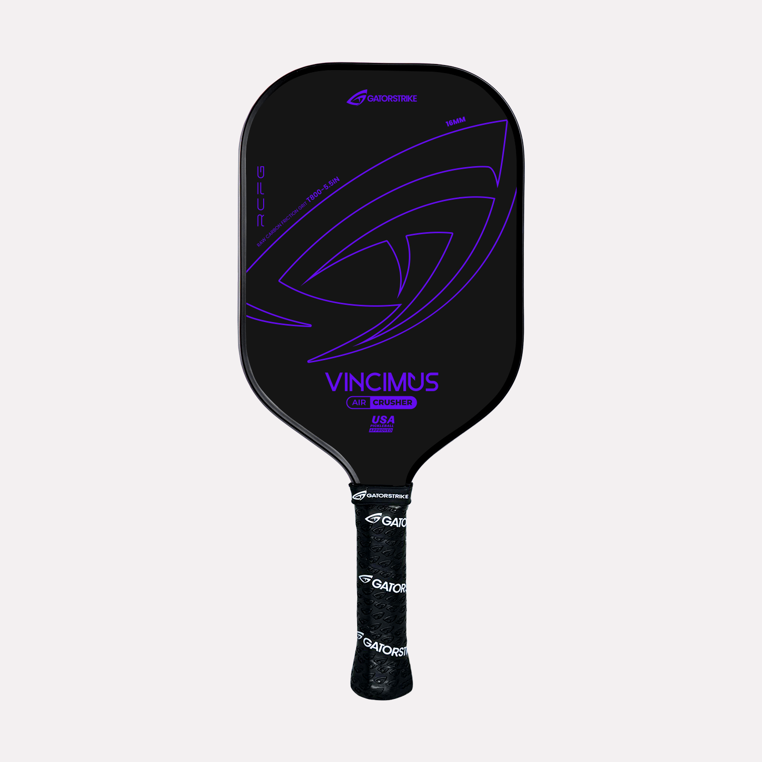 GatorStrike Vincimus Crusher pickleball paddle in purple — Power 16mm build for new and intermediate players.