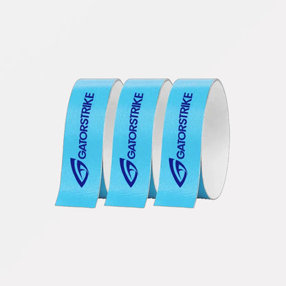 Three rolls of blue Edge Guard Tape with GATORSTRIKE and a stylized logo, perfect for paddle protection.