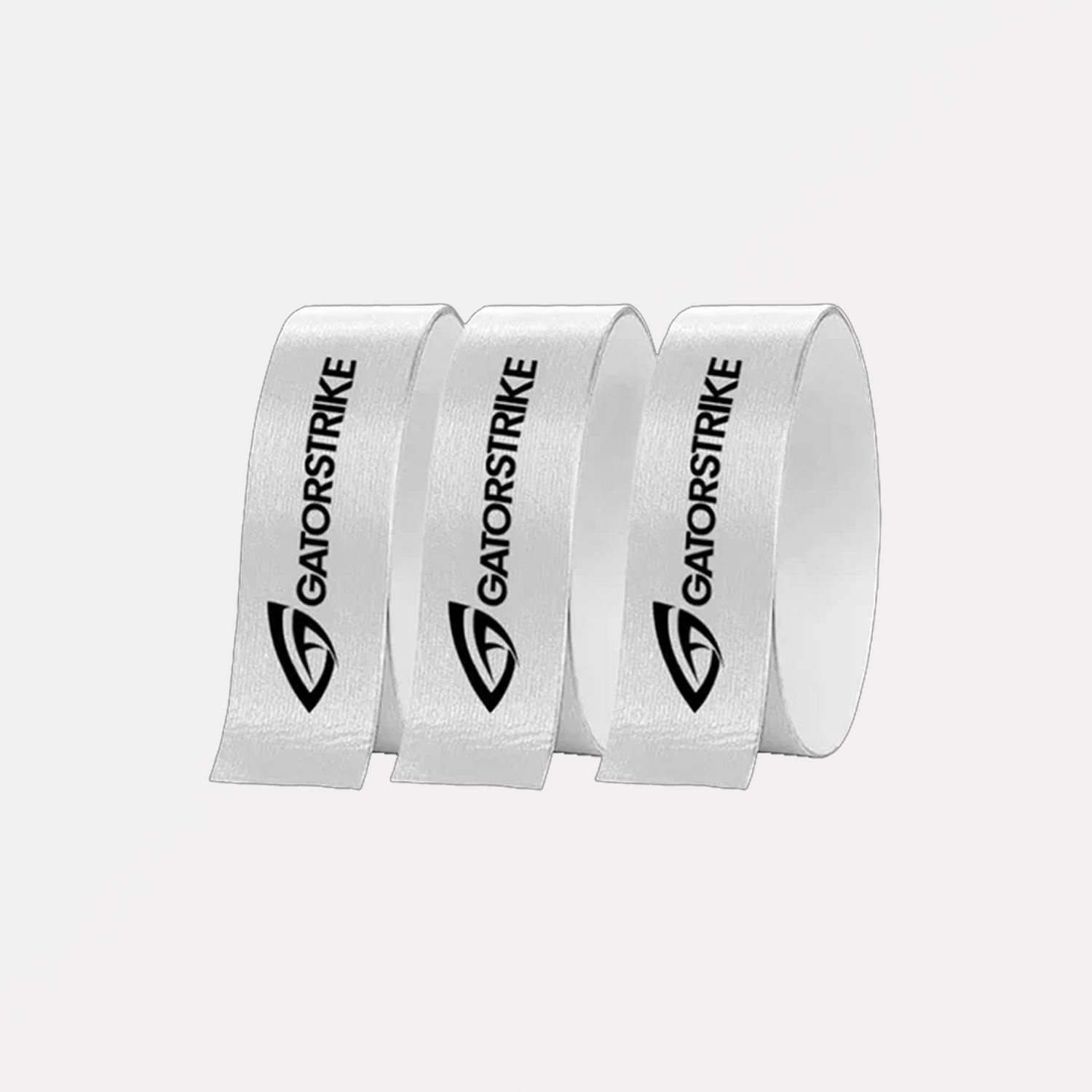 Three white rolls of Edge Guard Tape with black GATORSTRIKE branding and logo, perfect for paddle protection.