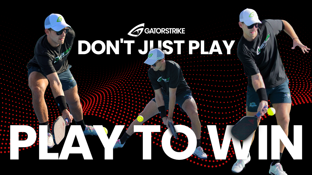 Three men in black sportswear play pickleball; text reads Don't just play—know the pickleball rulebook, play to win.