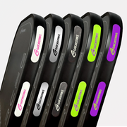 Six black cricket bats upright, each with a colored GHOSTRIDER logo, perfect for build stronger swings and using training weights.