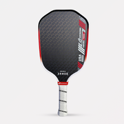 A black and red pickleball paddle with a white grip and GS Armor branding, ideal for competitive players seeking court dominance.