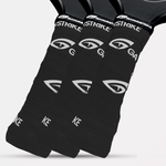 Three black GatorStrike-branded handles are shown side by side, featuring non-slip grip for superior sweat management.