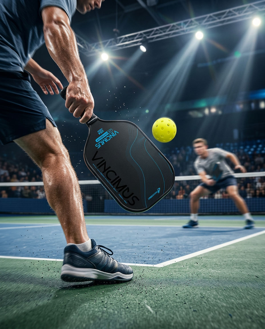 Two men play pickleball indoors; one prepares to hit a yellow ball near the net, following official pickleball rules.